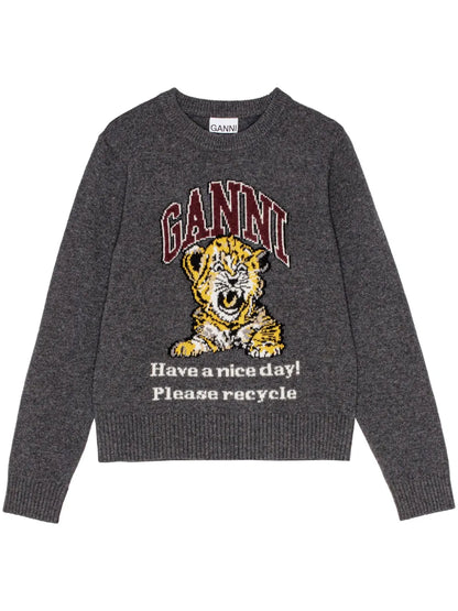 Intarsia-Knit Tiger Jumper