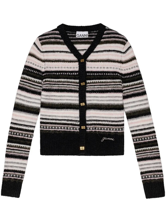 V-Neck Striped Cardigan