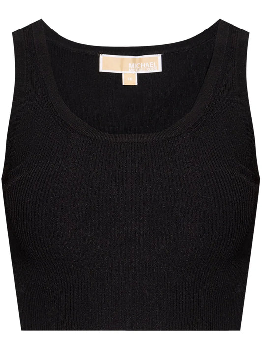 Fine-Ribbed Cropped Tank Top