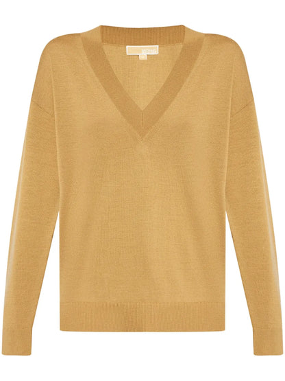 Buttoned Cuffs V-Neck Jumper