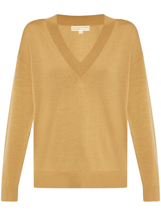 Buttoned Cuffs V-Neck Jumper