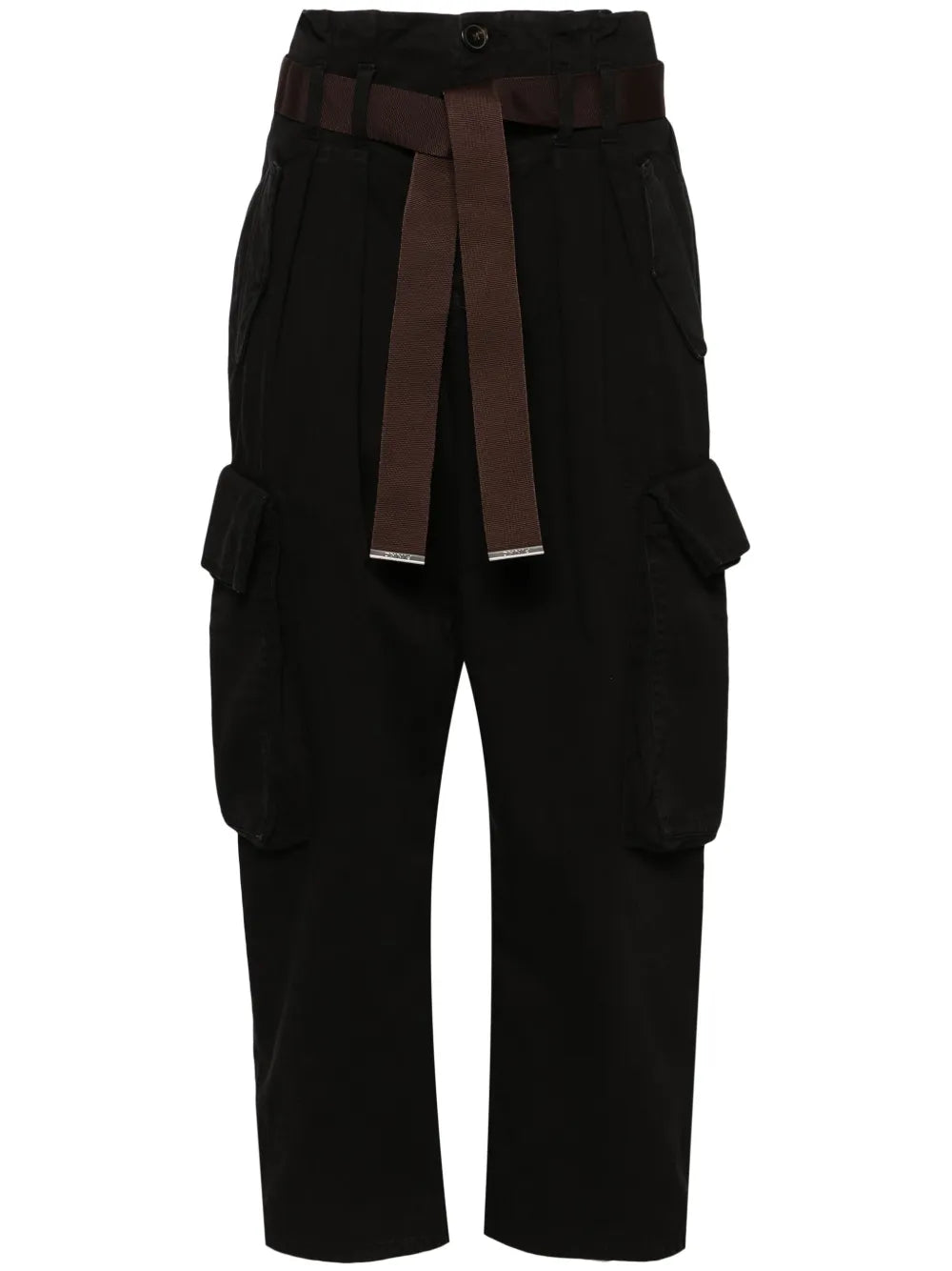 High-Waist Cropped Cargo Trousers