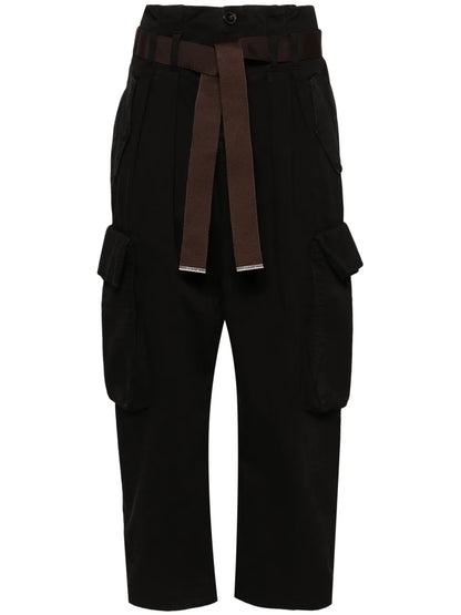 High-Waist Cropped Cargo Trousers