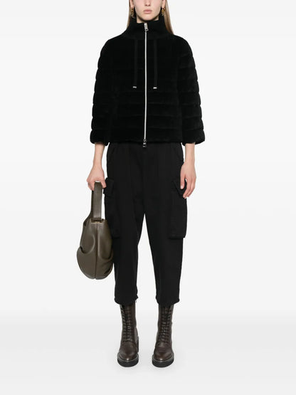 High-Waist Cropped Cargo Trousers