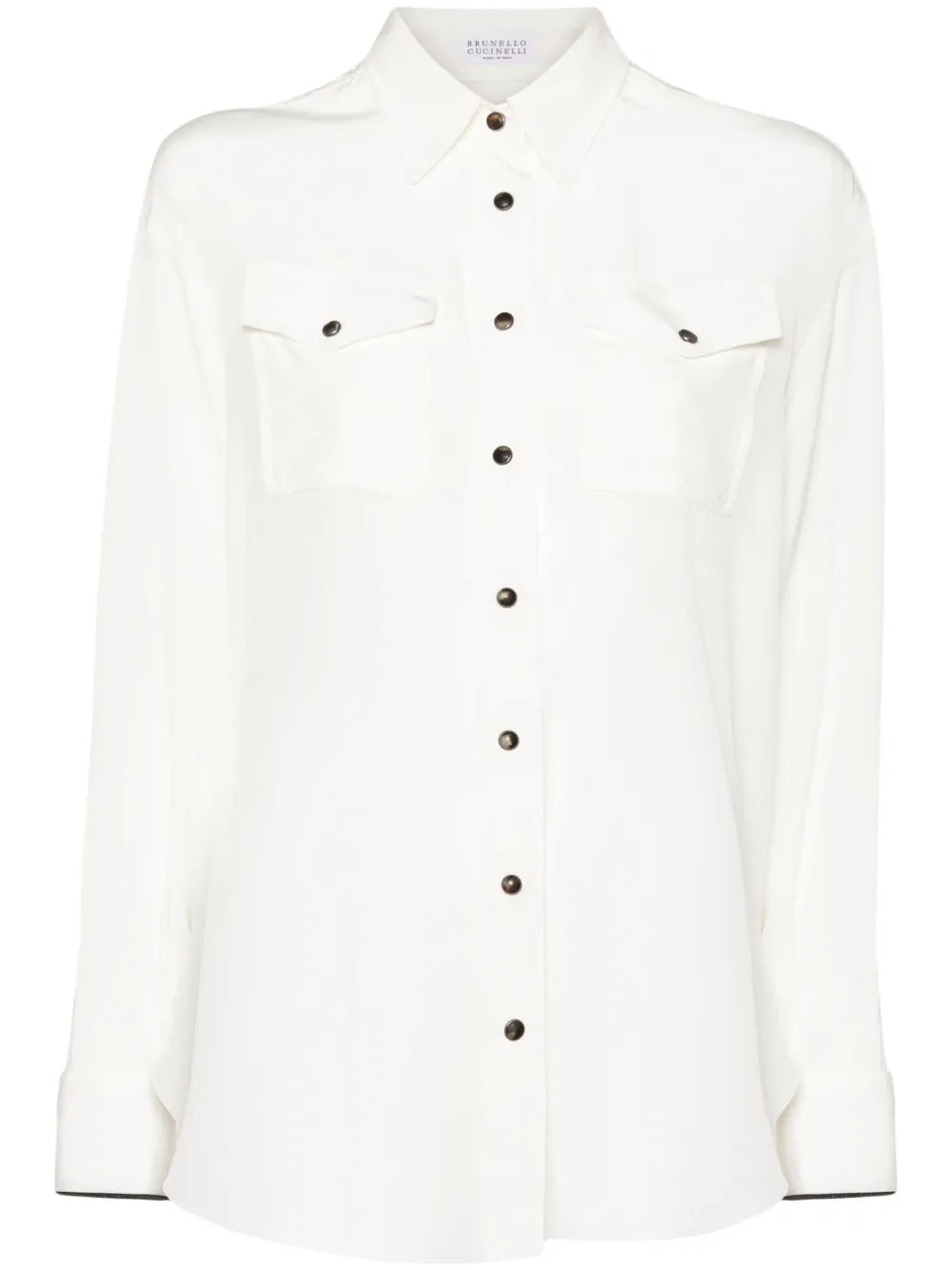 Chest-Pockets Silk Shirt