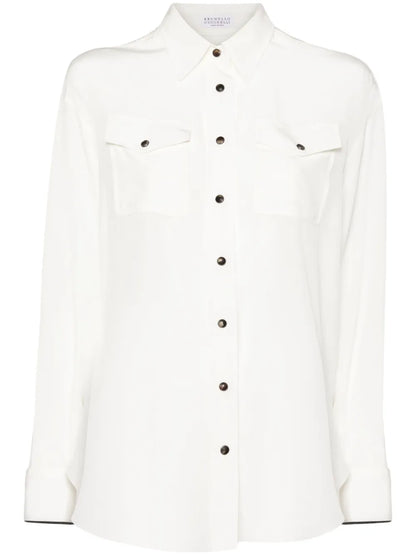 Chest-Pockets Silk Shirt