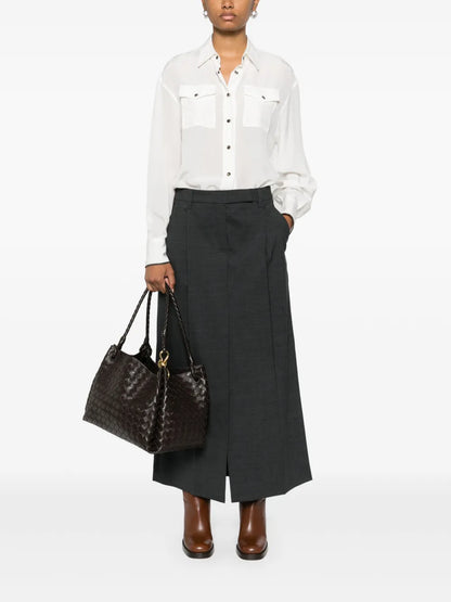 Chest-Pockets Silk Shirt