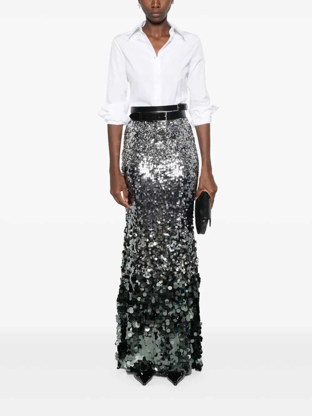 Sequinned Gradient-Effect Maxi Skirt