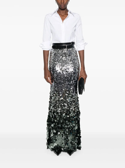 Sequinned Gradient-Effect Maxi Skirt