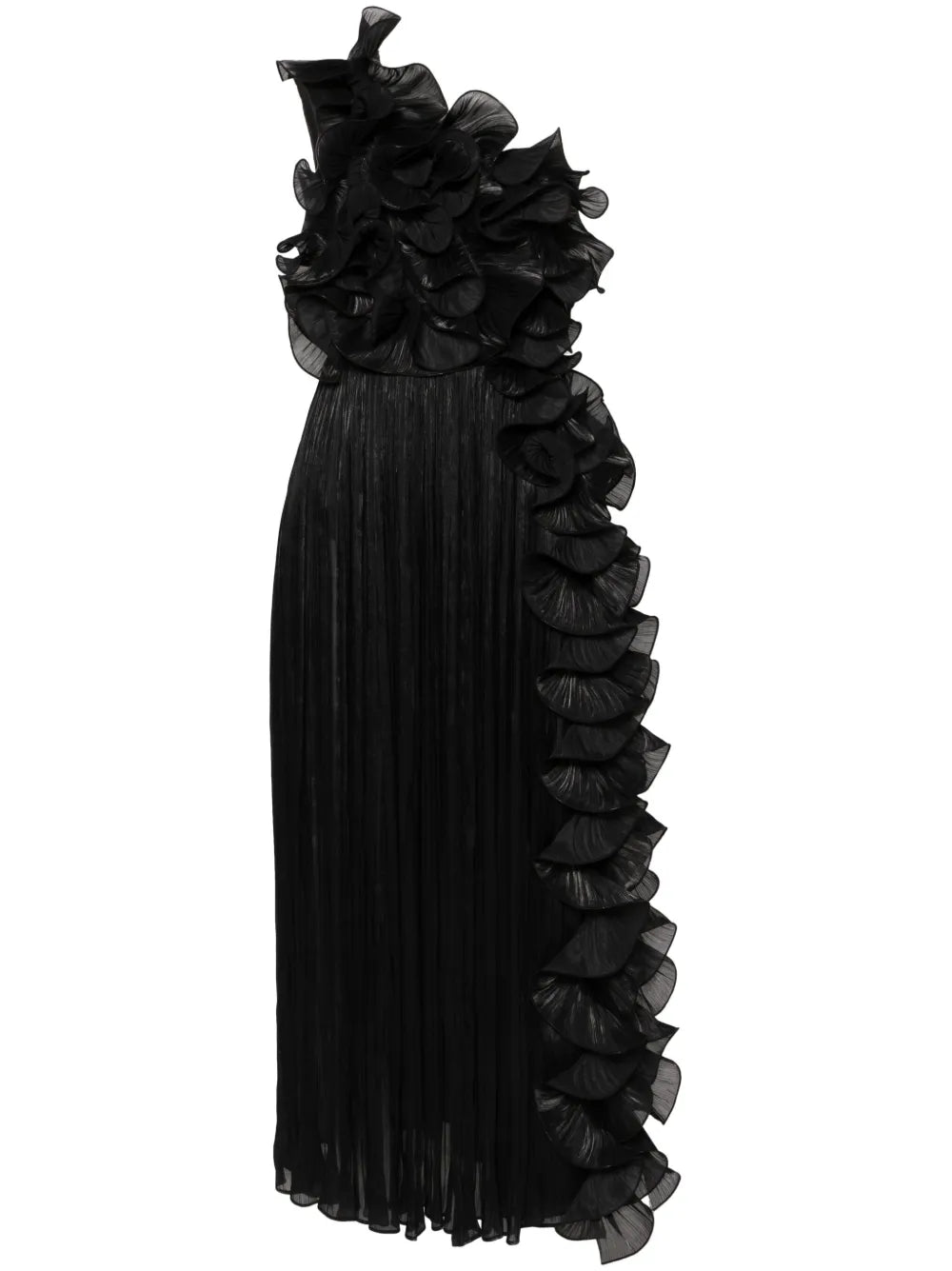 One-Shoulder Plissé Gown