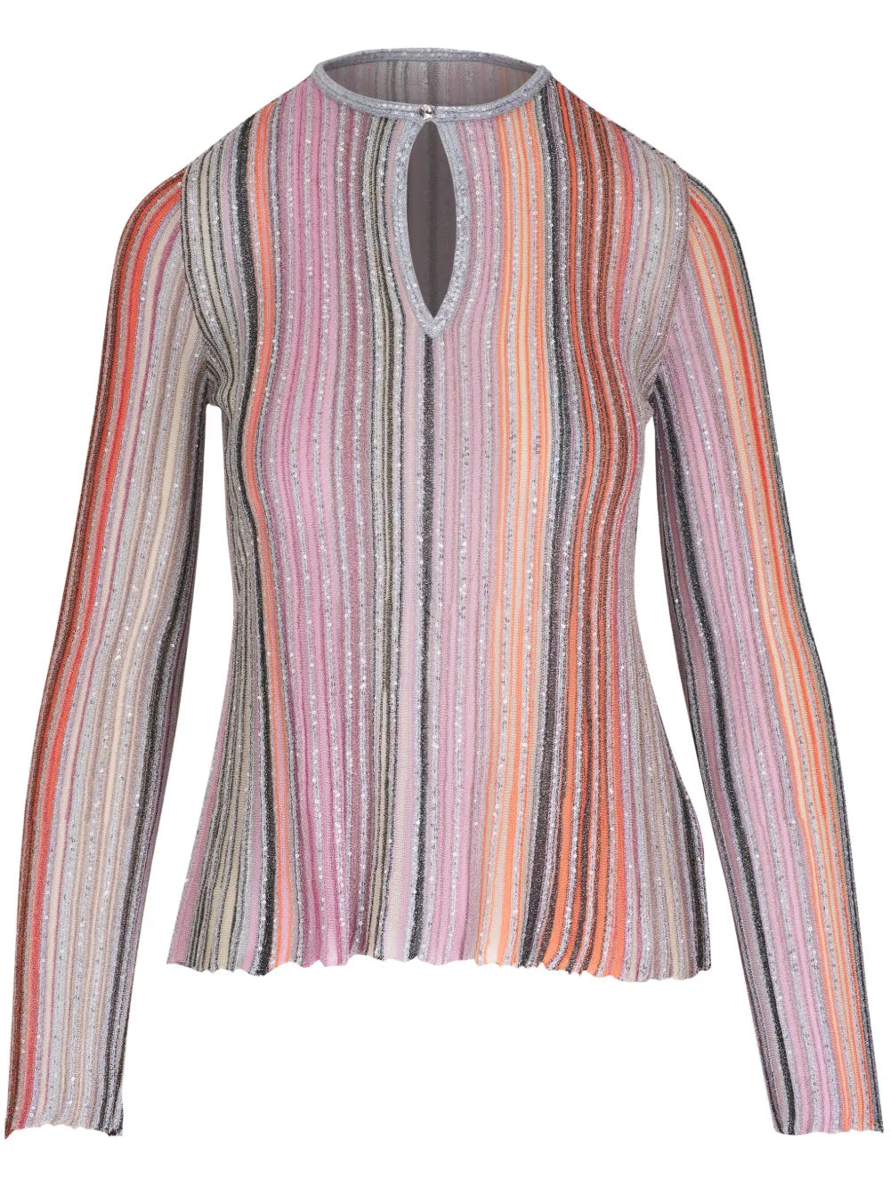 Sequin-Embellished Ribbed Jumper
