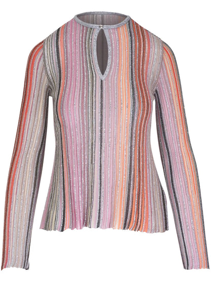 Sequin-Embellished Ribbed Jumper