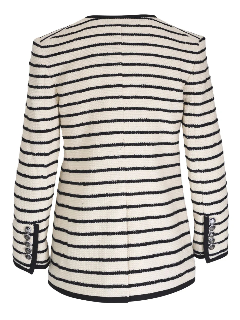 Striped Collarless Blazer