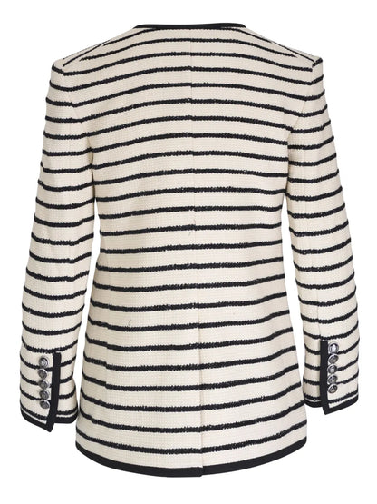 Striped Collarless Blazer