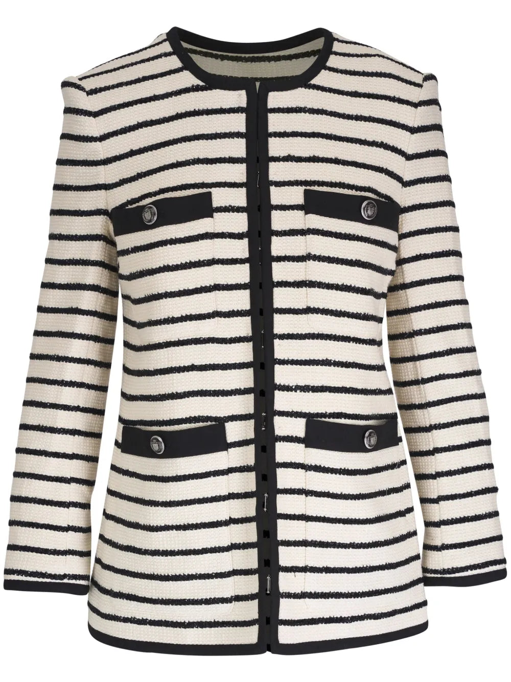 Striped Collarless Blazer