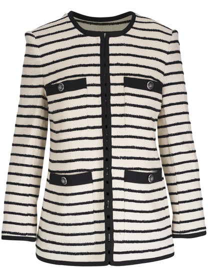 Striped Collarless Blazer