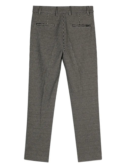 Pressed-Crease Houndstooth-Pattern Trousers