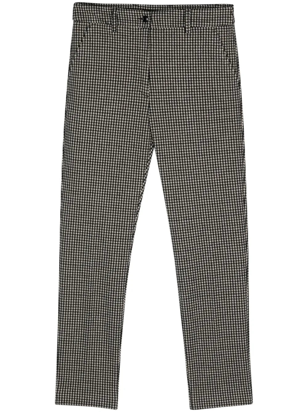Pressed-Crease Houndstooth-Pattern Trousers