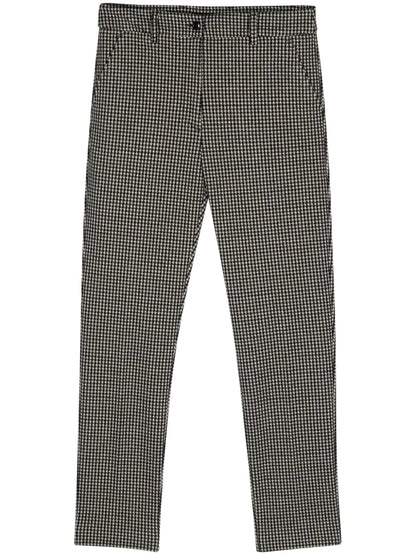 Pressed-Crease Houndstooth-Pattern Trousers
