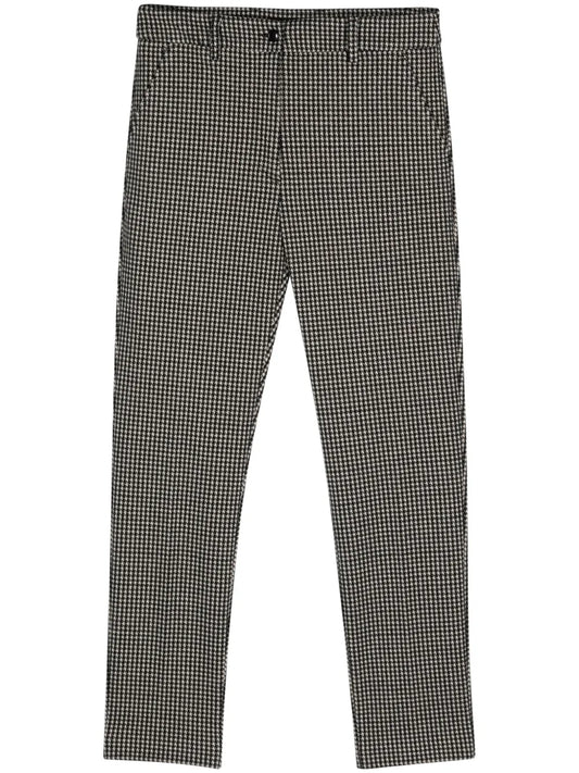 Pressed-Crease Houndstooth-Pattern Trousers