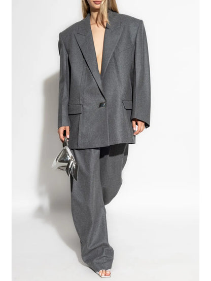 Single-Button Wool-Blend Blazer