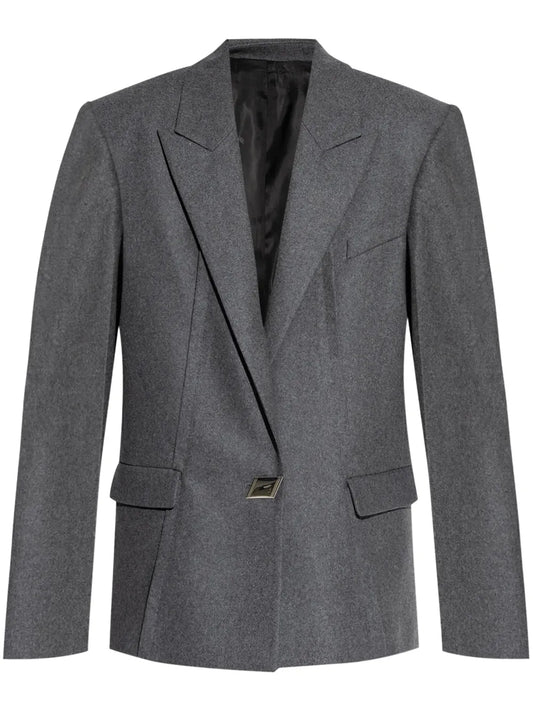Single-Button Wool-Blend Blazer