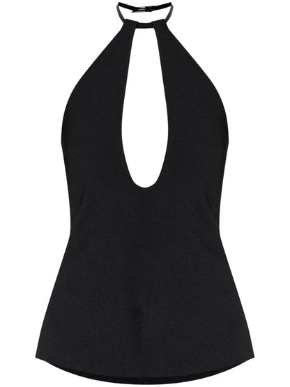Buckle-Fastening Halterneck Blouse