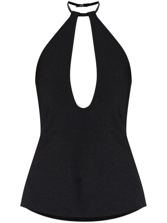 Buckle-Fastening Halterneck Blouse