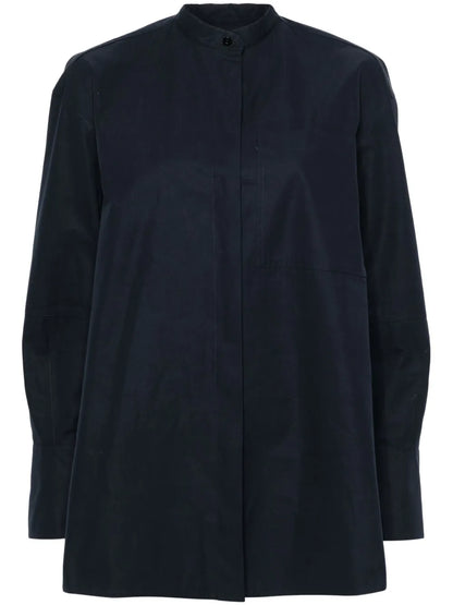 Band-Collar Cotton Shirt