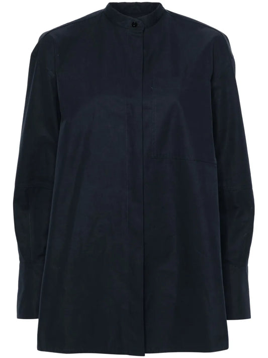 Band-Collar Cotton Shirt