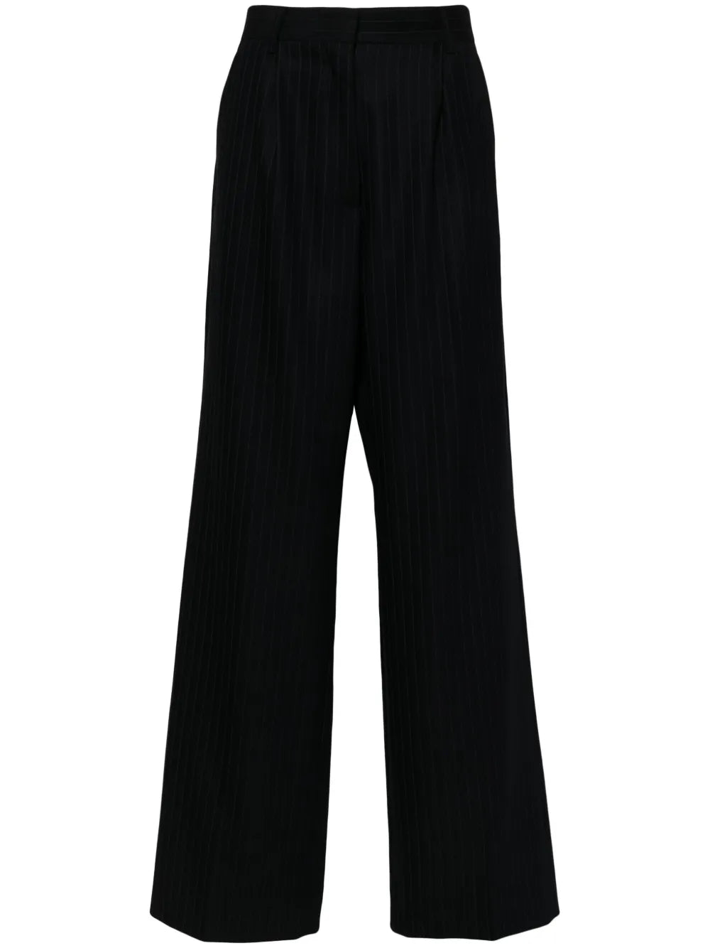 Pinstriped Straight-Leg Trousers