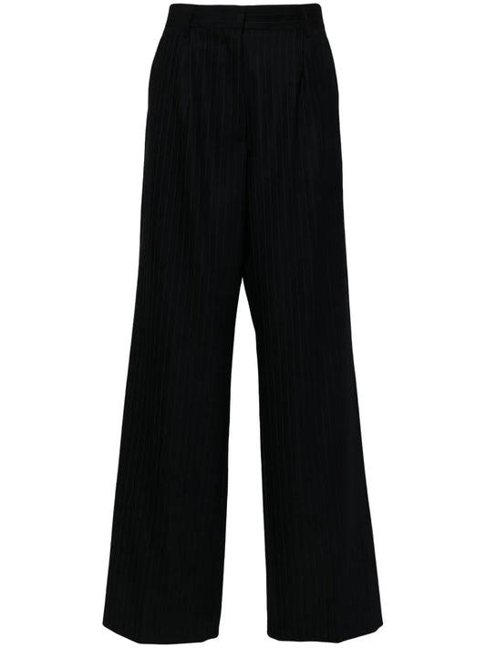 Pinstriped Straight-Leg Trousers