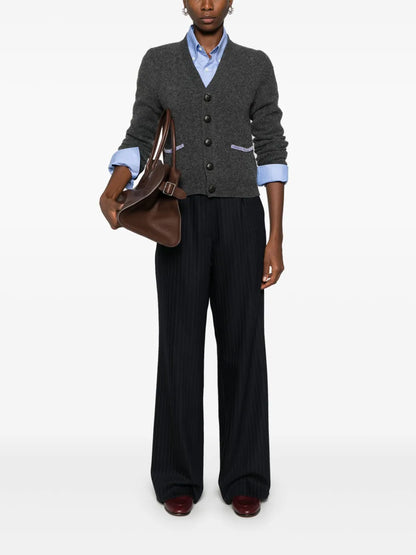 Pinstriped Straight-Leg Trousers