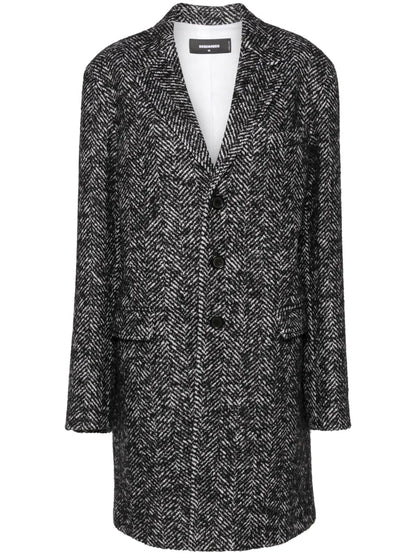 Herringbone Wool Blend Coat