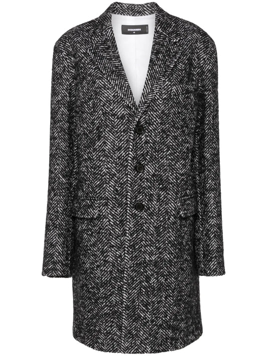Herringbone Wool Blend Coat