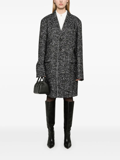 Herringbone Wool Blend Coat