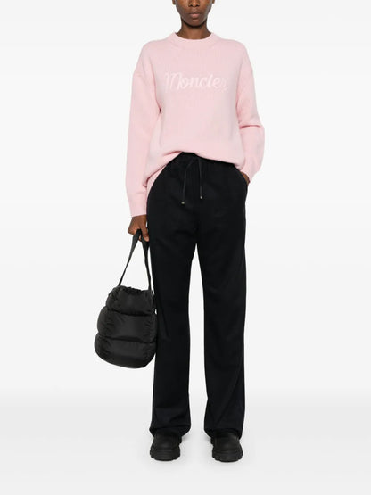 Logo-Appliqué Felted Straight Trousers