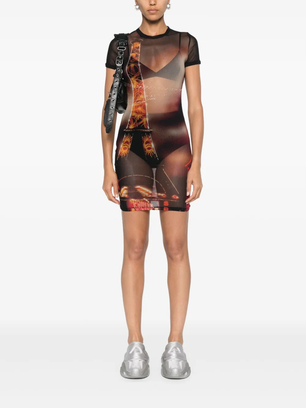 Pigalle-Print Mesh Mini Dress