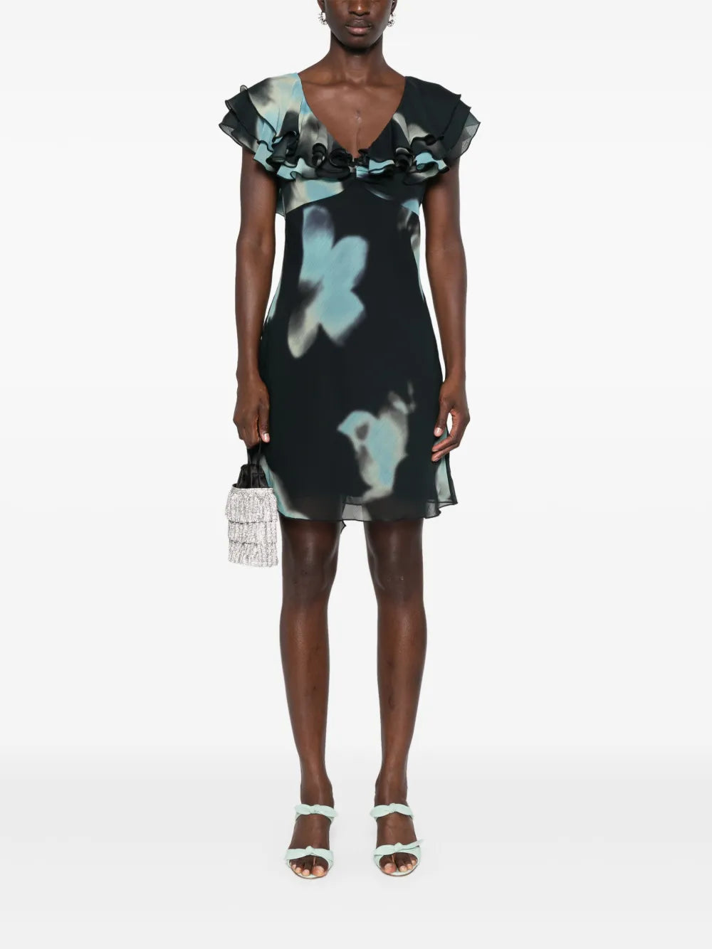 Chiffon Ruffle Mini Dress