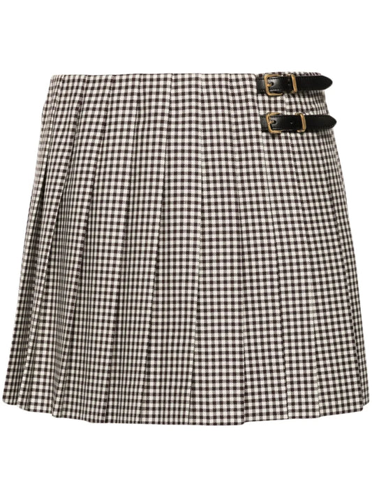Checked Pleated Miniskirt