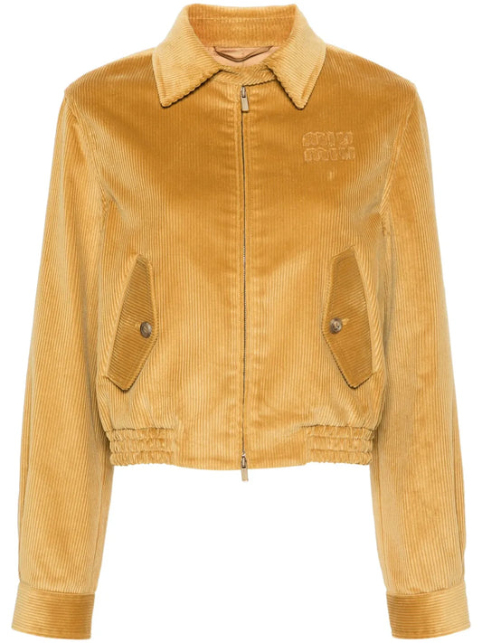 Logo-Appliqué Corduroy Bomber Jacket