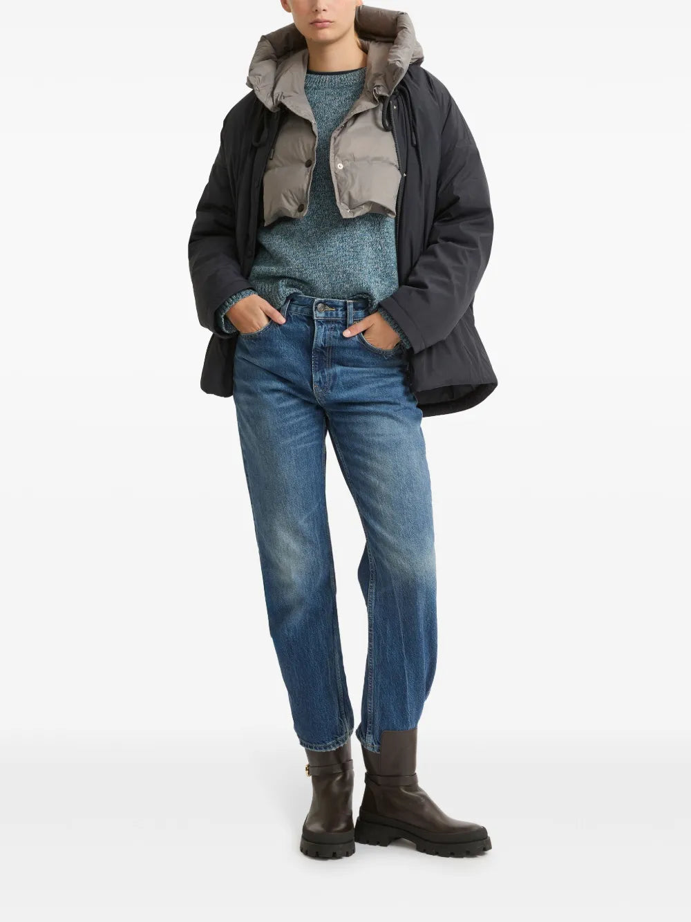 Drawstring-Neck Down Jacket
