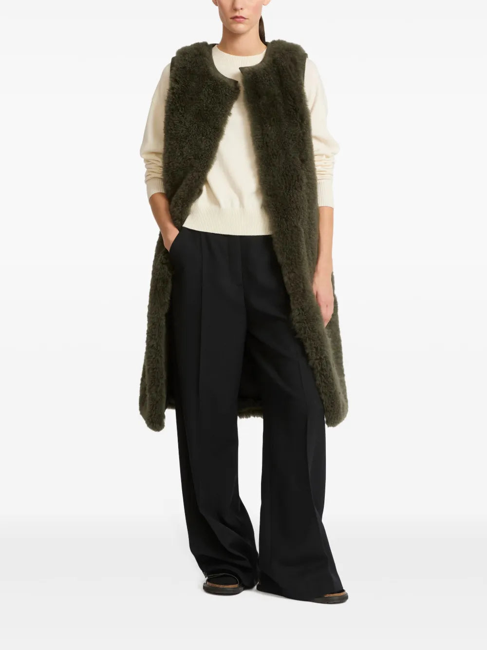 Belted Shearling Gilet