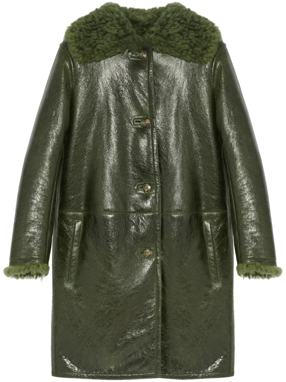 Patent-Finish Leather Coat