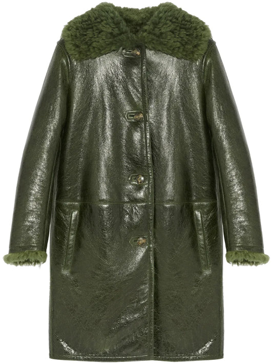 Patent-Finish Leather Coat