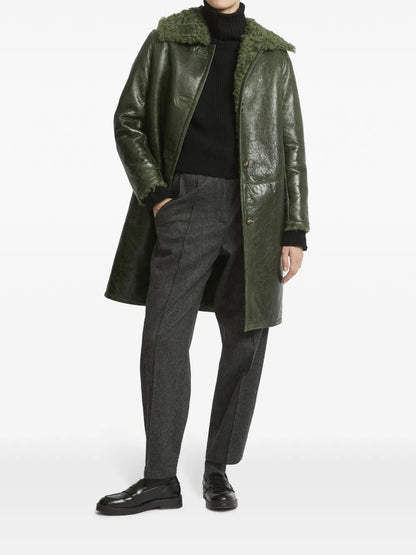 Patent-Finish Leather Coat