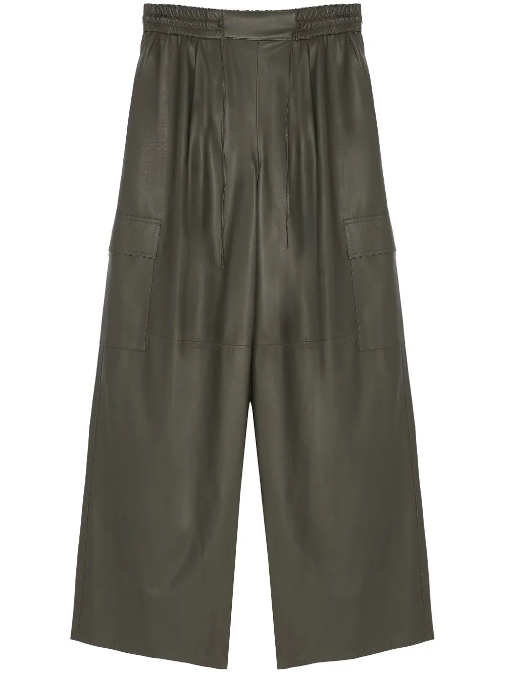 Wide-Leg Leather Cargo Trousers