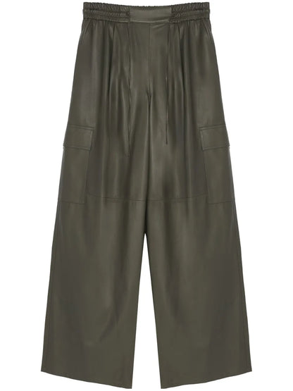 Wide-Leg Leather Cargo Trousers