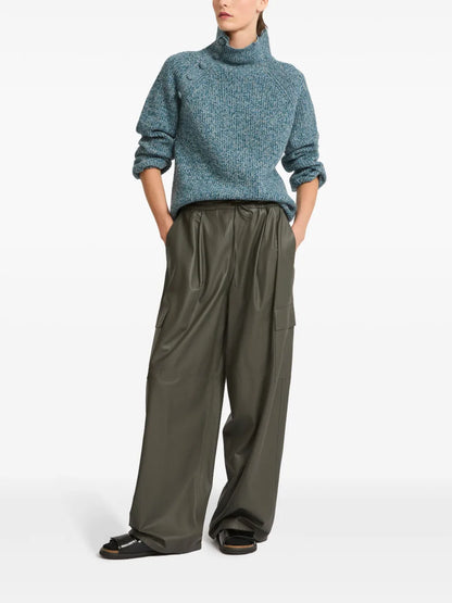 Wide-Leg Leather Cargo Trousers