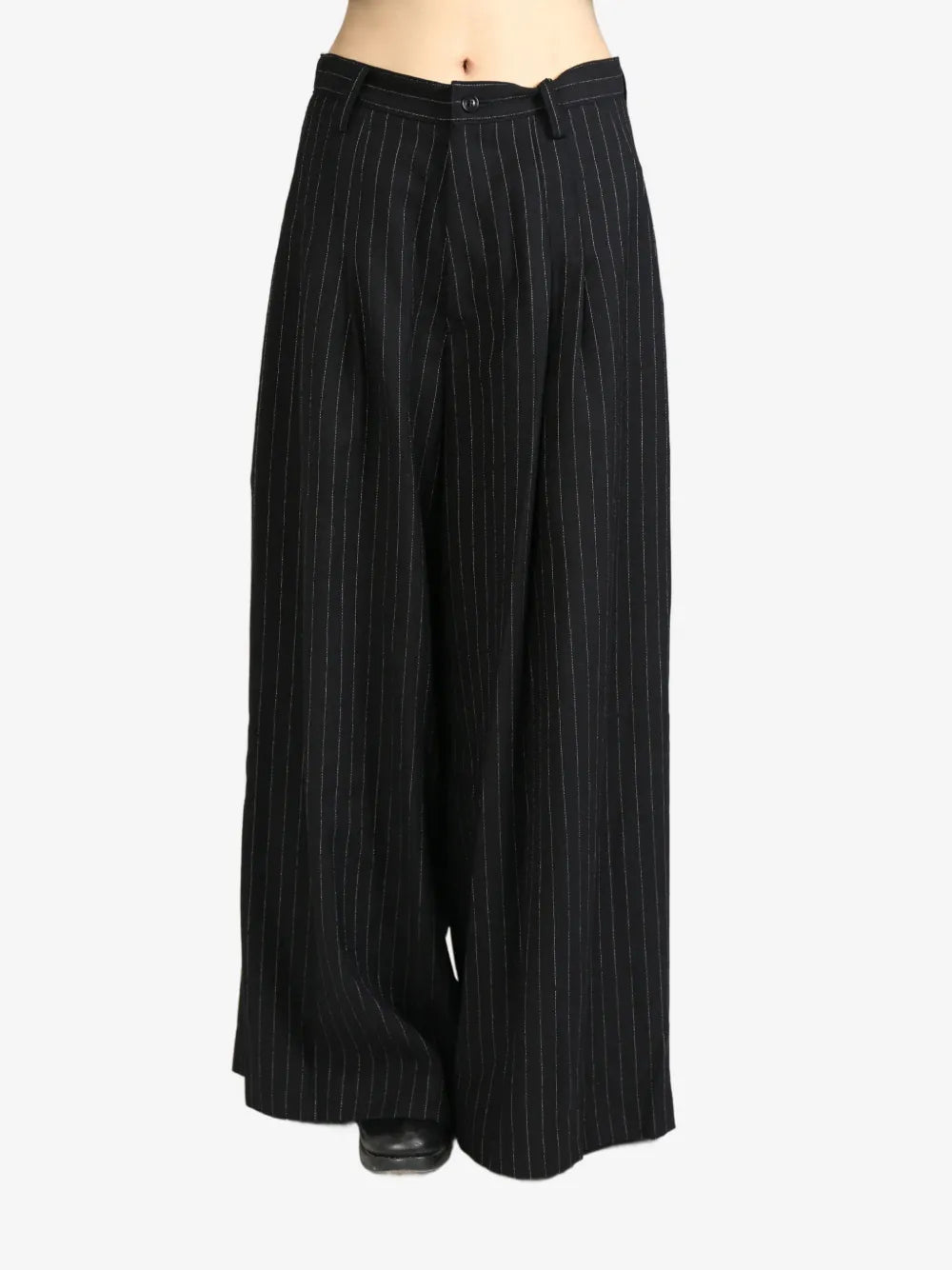 Pinstripe Wide-Leg Trousers